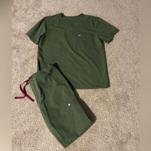 Figs Olive Green Scrub Set